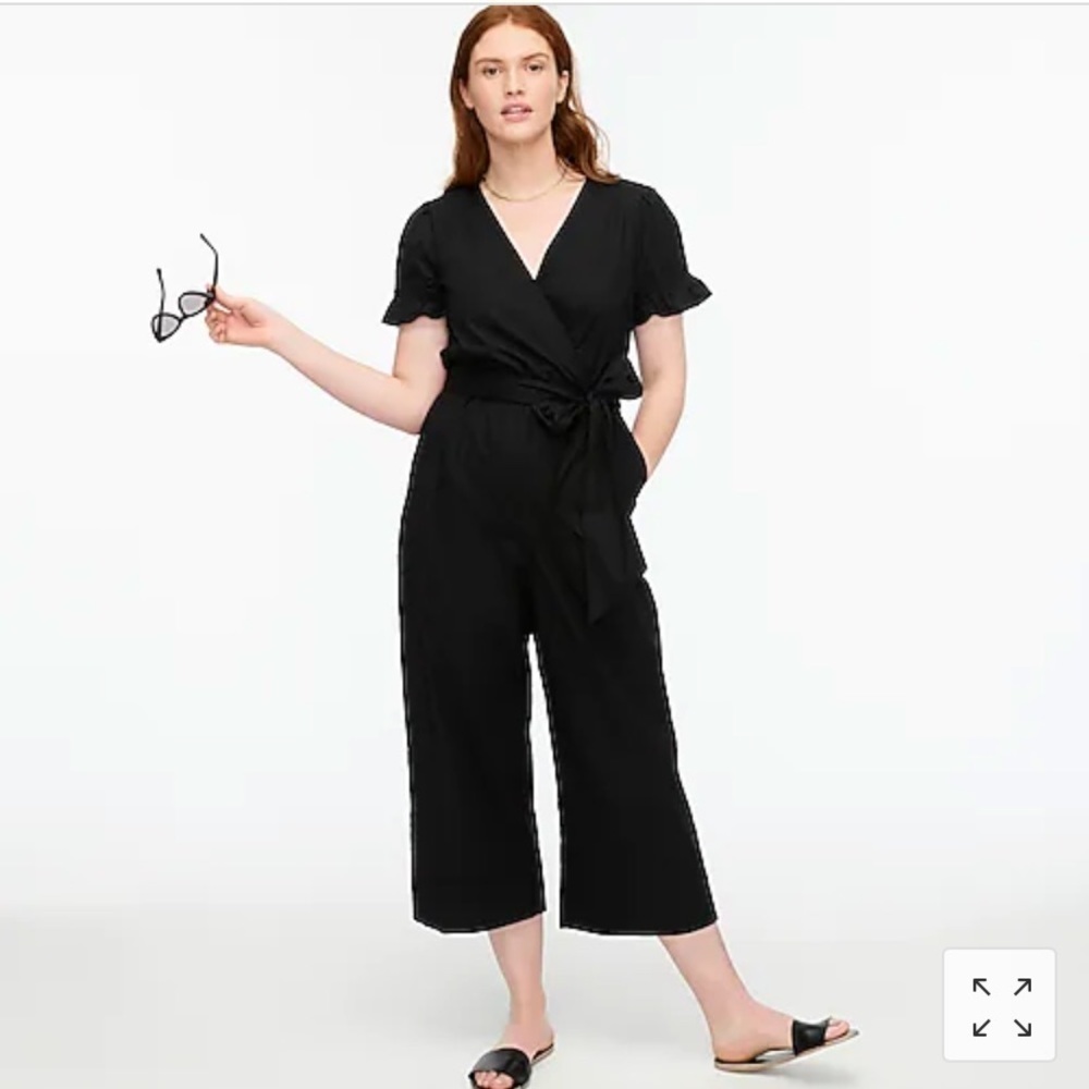 J Crew Ruffle stretch cotton poplin jumpsuit AW788